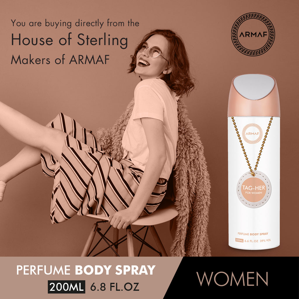 Armaf Tag Her For Women Perfume Body Spray 200ml 6.7 Fl.oz. Long Lasting | Daily Wear | Alcohol Free