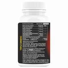 Hxn Ginseng Tablets For Men, Triple Strength With Panax Korean Red Ginseng+ As Dietary Supplement, Ginseng Powder Root Extract With Ginkgo Biloba Leaf | 60 Tablets 100gm 0.2lbs