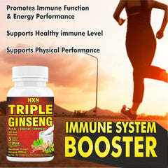 Hxn Ginseng Tablets For Men, Triple Strength With Panax Korean Red Ginseng+ As Dietary Supplement, Ginseng Powder Root Extract With Ginkgo Biloba Leaf | 60 Tablets 100gm 0.2lbs