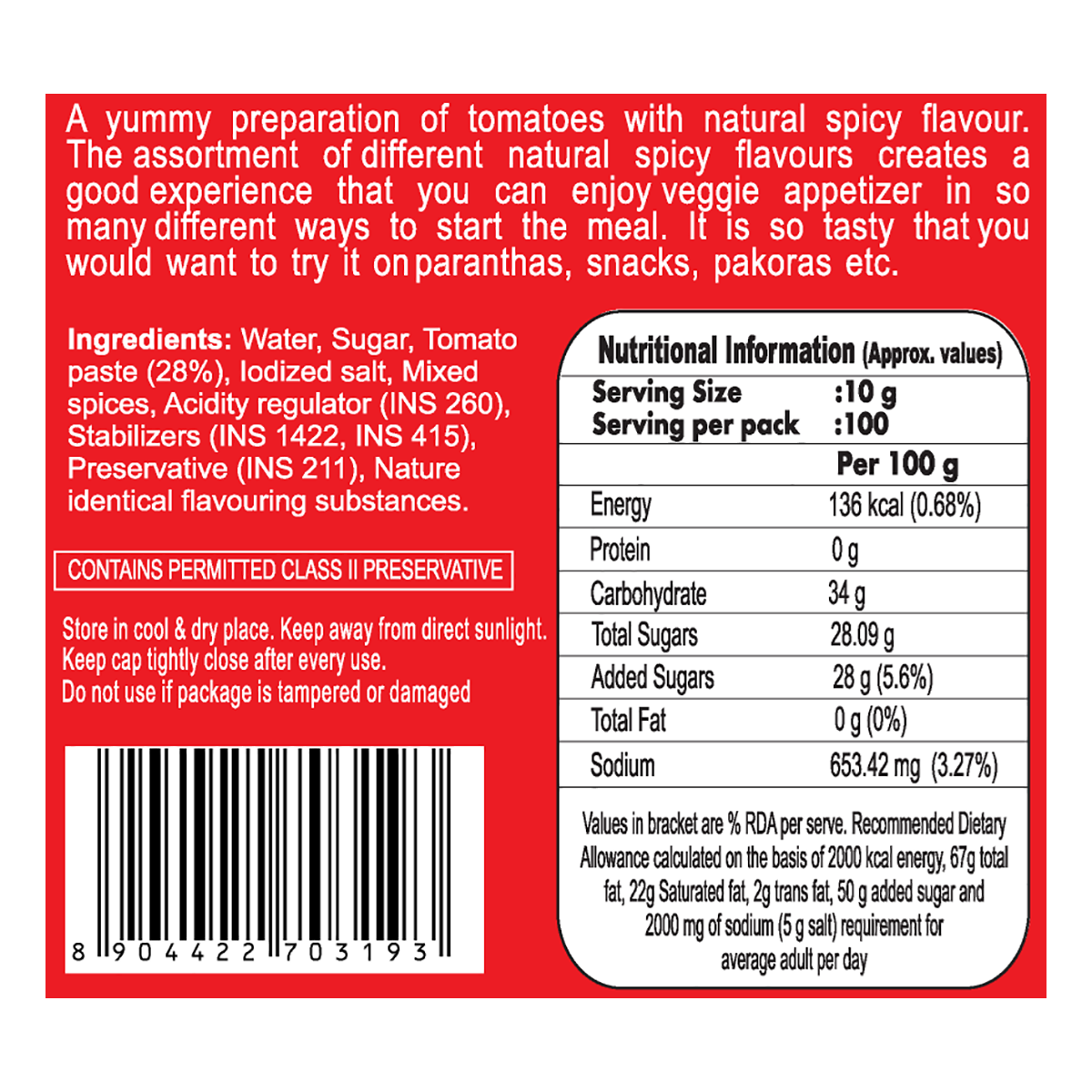 Patanjali Tomato Ketchup W/O Onion Garlic (B) 1kg