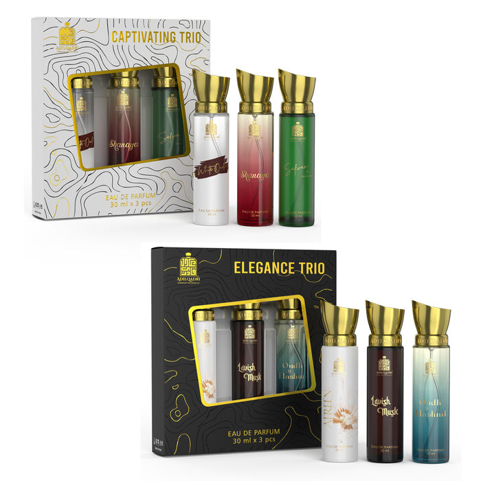 CAPTIVATING TRIO + ELEGANCE TRIO 6 PCS SET OF PREMIUM PERFUME SPRAY 30ML 1 FL.OZ. X6 | GIFT SET FOR MEN & WOMEN