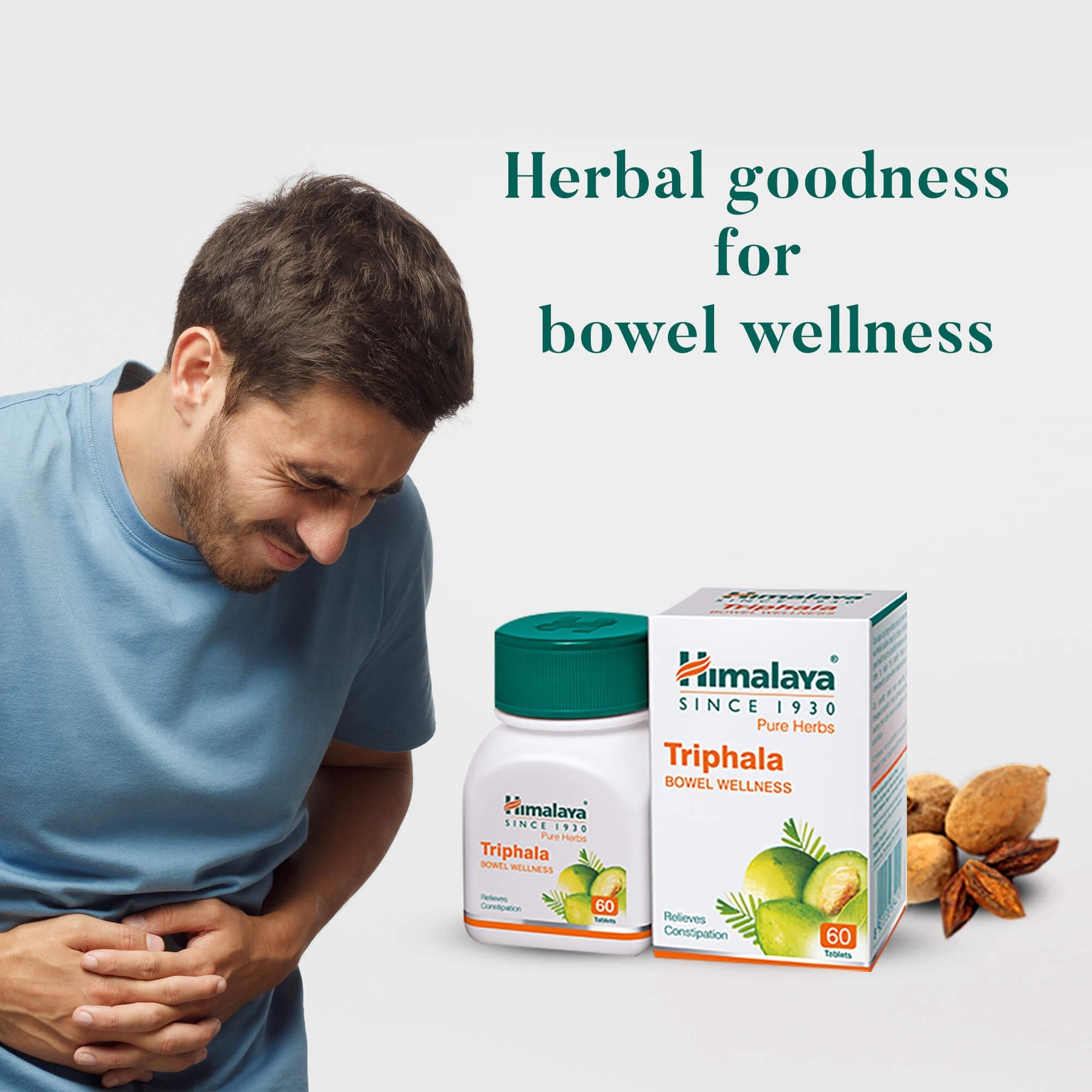 Himalaya Wellness Pure Herbs Triphala Bowel Wellness Tablet, For Constipation & Stomach Care | 60 Tablets