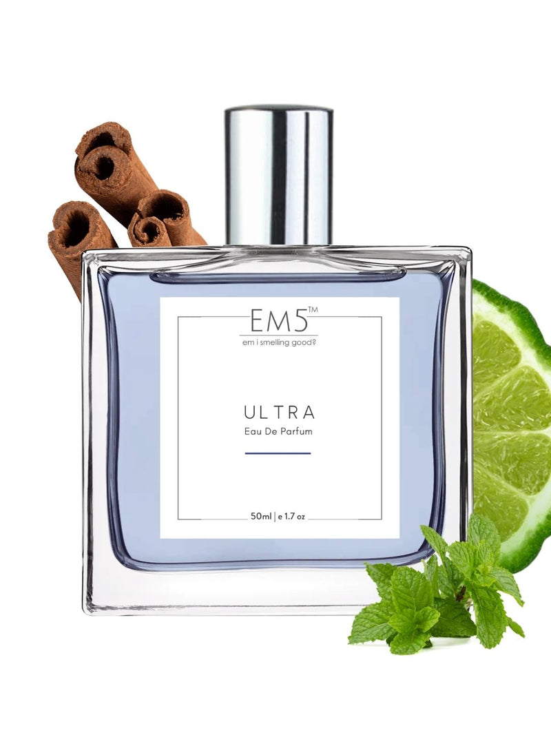 EM5 Ultra EDP Perfume For Men 50 Ml 1.6 Fl.oz. | Strong And Long Lasting | Vanilla Warm Spicy Fruity | Luxury Gift For Men