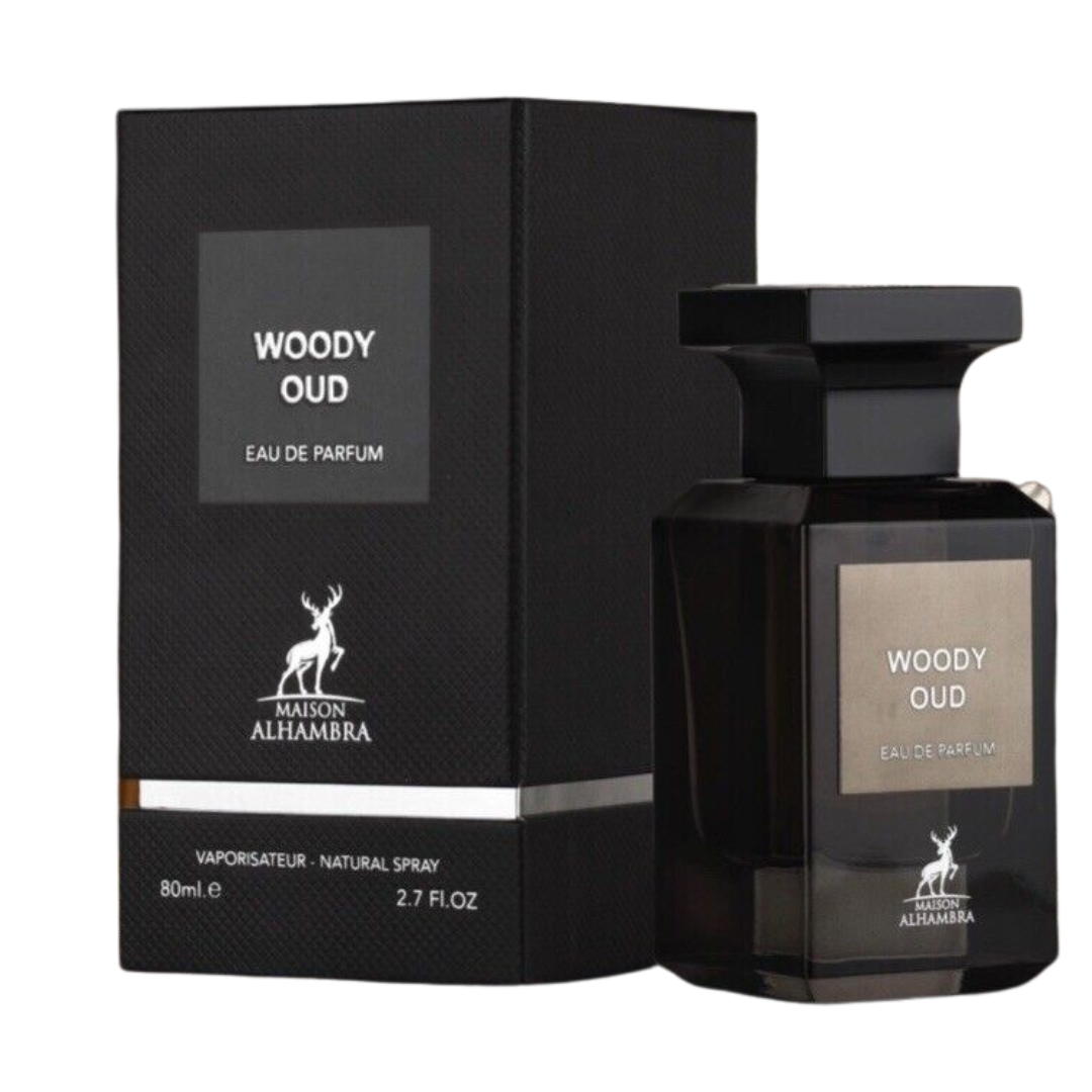 WOODY OUD BY MAISON ALHAMBRA EAU DE PARFUM 80ML 2.7 FL.OZ. UNISEX FRAGRANCE