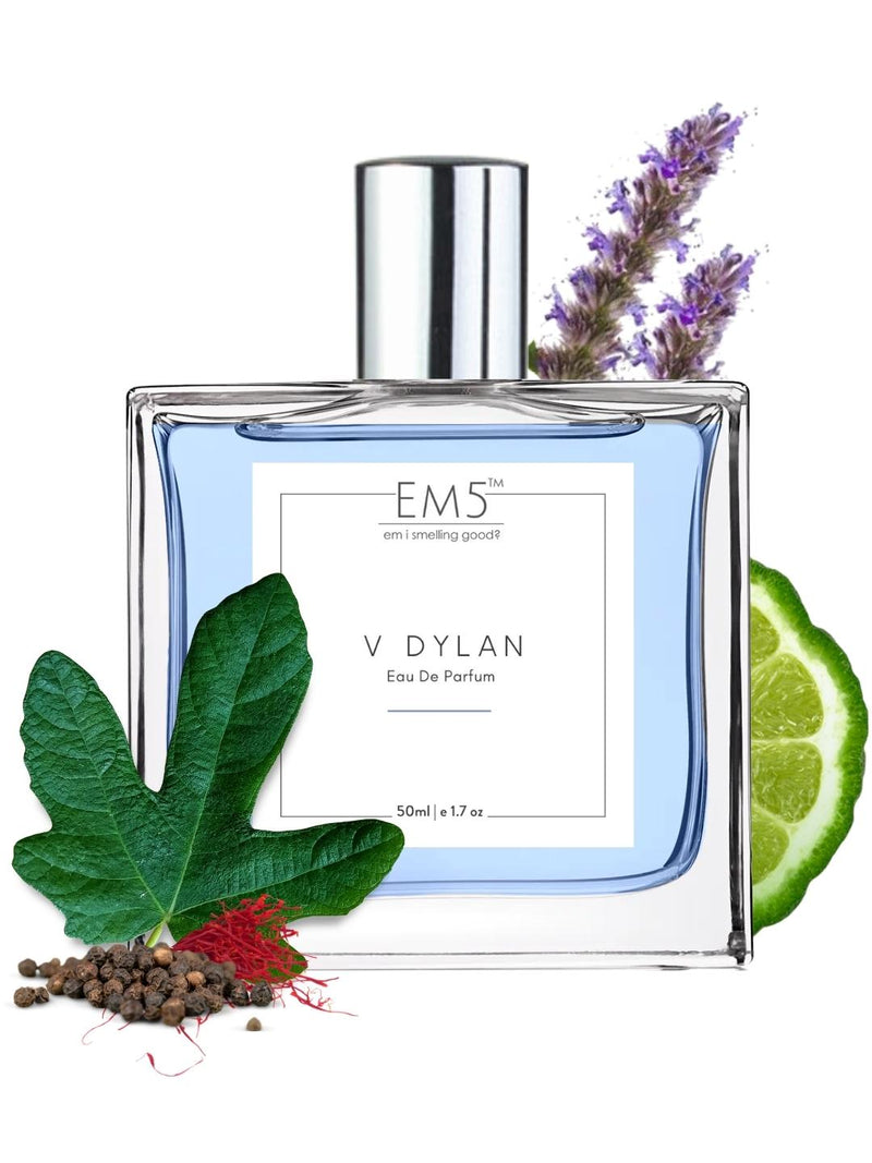 EM5 V Dylan EDP Perfume For Men 50 Ml 1.7 Fl.oz. | Strong And Long Lasting | Aromatic Woody Fresh | Luxury Gift For Men