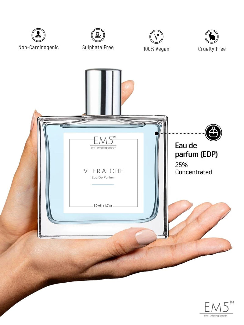 EM5 V Fraiche EDP Perfume For Men 50 ml 1.7 fl.oz. | Strong & Long Lasting | Citrus Aromatic Woody | Luxury Gift For Men