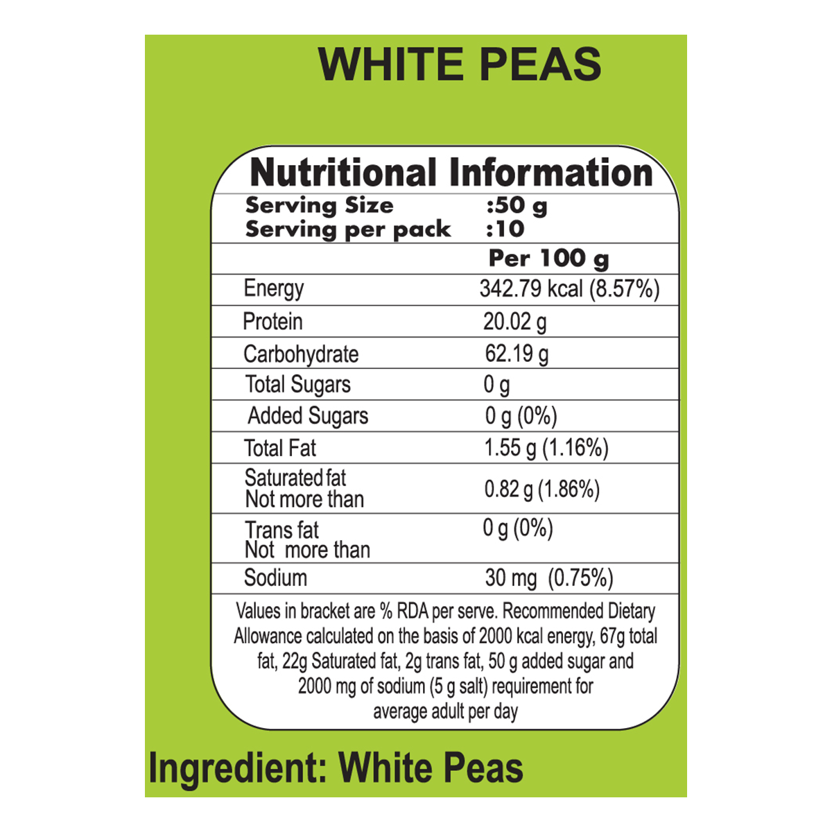 Patanjali Unpolished White Peas 500gm