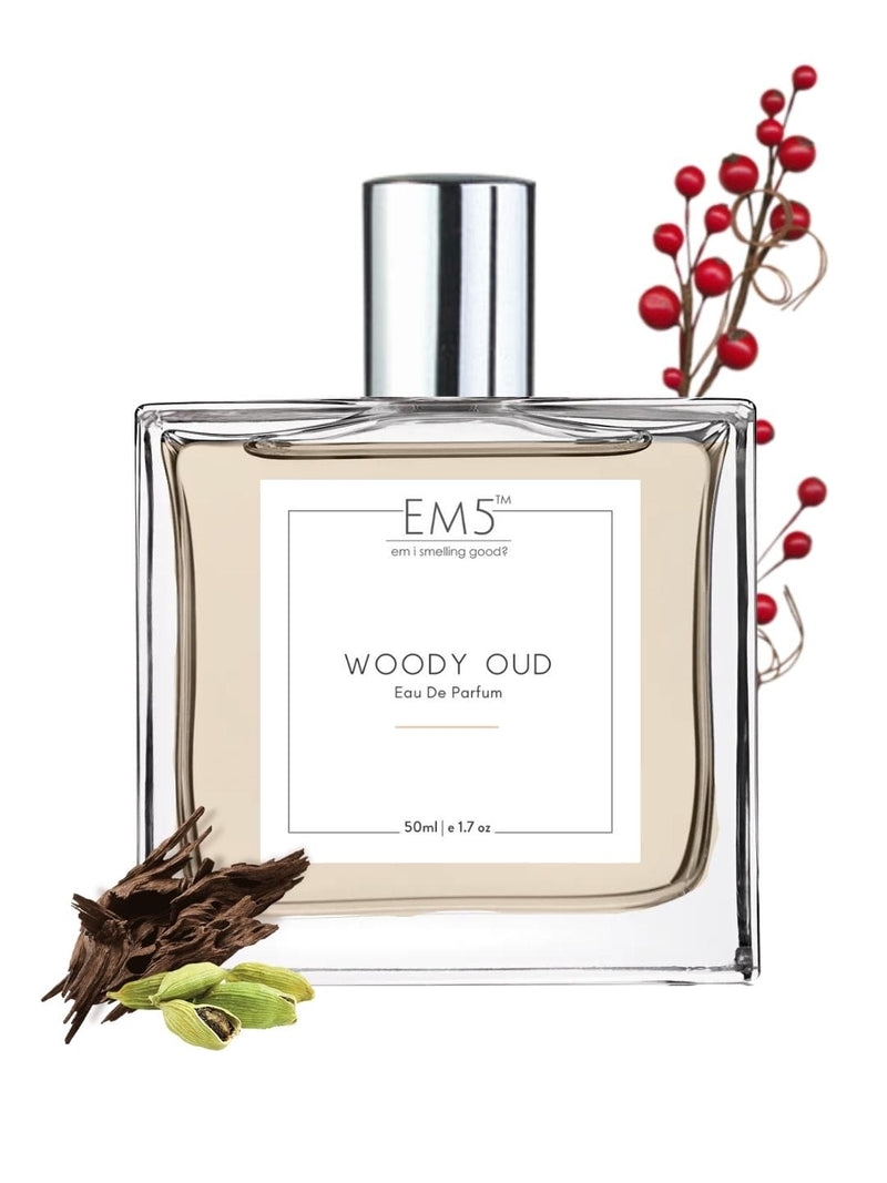 EM5 Woody Oud Unisex Edp Perfume For Men & Women 50 Ml 1.7 Fl.oz. | Strong And Long Lasting | Woody Oud Spicy | Luxury Gift For Men & Women