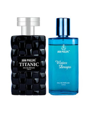 John Phillips Eau De Parfumes Titanic 100ml 3.4 Fl.oz. & Water Drops 125ml 4.2 Fl.oz. | Combo Of 2 For Men & Women