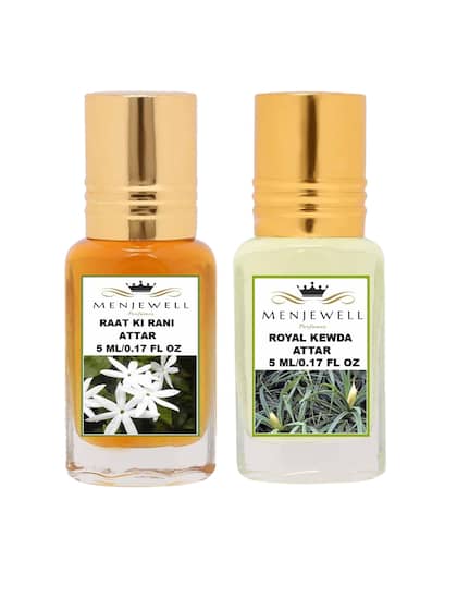 Menjewell Raat Ki Rani + Royal Kewda Attar 5ml 0.17 Fl.oz. Each Pack Of 2 Unisex Fragrance Alcohol Free | Long Lasting