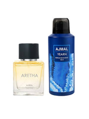 Ajmal Aretha Eau De Parfum 50ml 1.6 Fl.oz. & Yearn Deodorant 150ml 5 Fl.oz. Party Wear Gift For Men And Women Pack Of 2