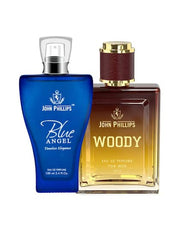 John Phillips Blue Angel & Woody  Eau De Parfum 100ml 3.4 Fl.oz. Each Pack Of 2 For Men & Women