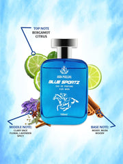 John Phillips Blue Sportz Eau De Perfume 100ml 3.4 Fl.oz. & Wi-fi 50ml 1.6 Fl.oz. | Pack Of 2 For Men & Women