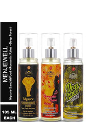 Menjewell Mysore Sandalwood+ Romantic Rains+ Deep Forest Eau De Parfum 105ml 3.5 Fl.oz. Each Pack Of 3 | Women Fragrances | Daily Wear