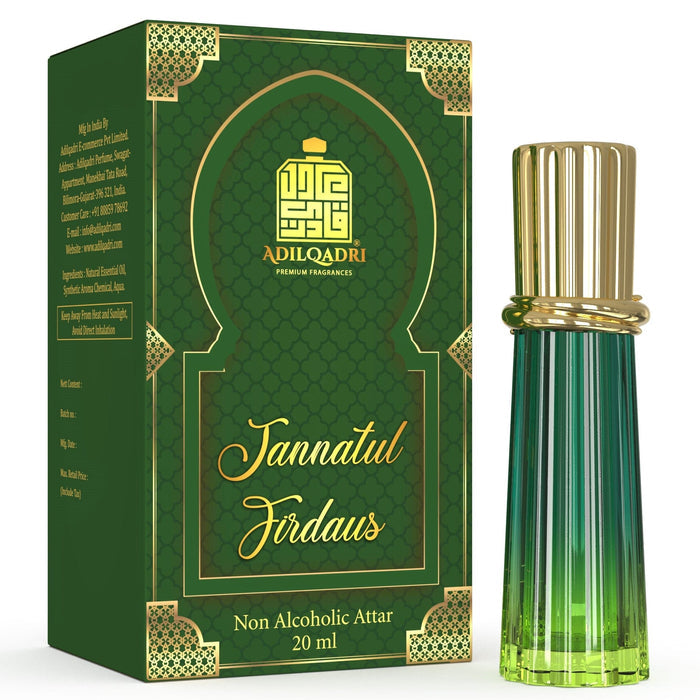 ADILQADRI JANNATUL FIRDOUS ATTAR | HERBAL, WOODY & TRADITIONAL SCENT | UNISEX NON-ALCOHOLIC ROLL-ON | LONG LASTING ATTAR - 20 ML 0.6 FL.OZ.