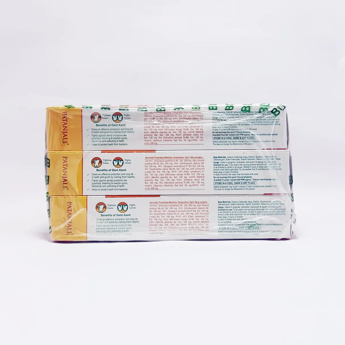Patanjali Dant Kanti Natural Toothpaste 43g Each Buy 11+1 Free, Turmeric & Cloves Provide, 516gm