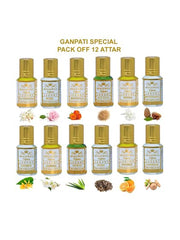 Menjewell Luxury Set Of 12 Attar Perfume Gift Pack 36ml 1.2 Fl.oz. Each Unisex Fragrance Long Lasting | Alcohol Free | Ganpati Special Pack