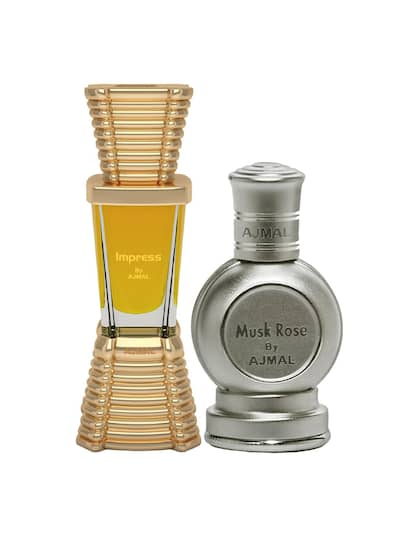 Ajmal Musk Rose Cp Attar Perfume Oil Floral Musky  12ml 0.4 Fl.oz. & Impress 10ml 0.3 Fl.oz. Cp Attar Perfume Oil Citrus Alcohol-free | For Unisex