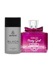 John Phillips Marconi Party Girl 100ml 3.4 Fl.oz. & Black Eau De Parfum 50 Ml 1.6 Fl.oz. | For Men & Women Combo Of 2