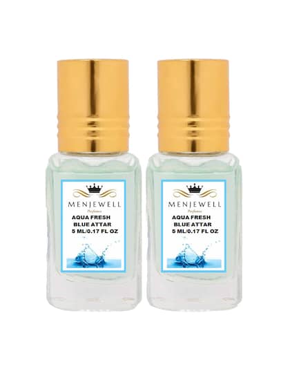 Menjewell Aqua Fresh Blue Attar Perfume 5ml 0.17 Fl.oz. Each Pack Of 2 | Unisex Fragrance | Long Lasting