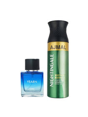 Ajmal Yearn Eau De Parfum 50ml 1.6 Fl.oz. For Men & Nightingale Deodorant 200ml 6.7 Fl.oz. For Unisex | Combo Of 2