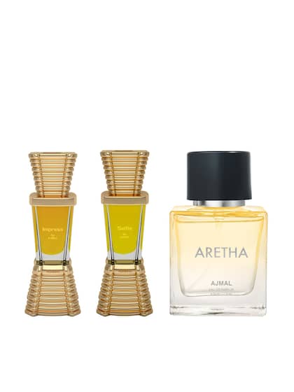 Ajmal Selfie Cp  + Impress Cp Citrus Alcohol-free Attar 10ml 0.3 Fl.oz. Each X2 For Men + Aretha Eau De Parfum 50ml 1.6 Fl.oz. For Women | Combo Of 3