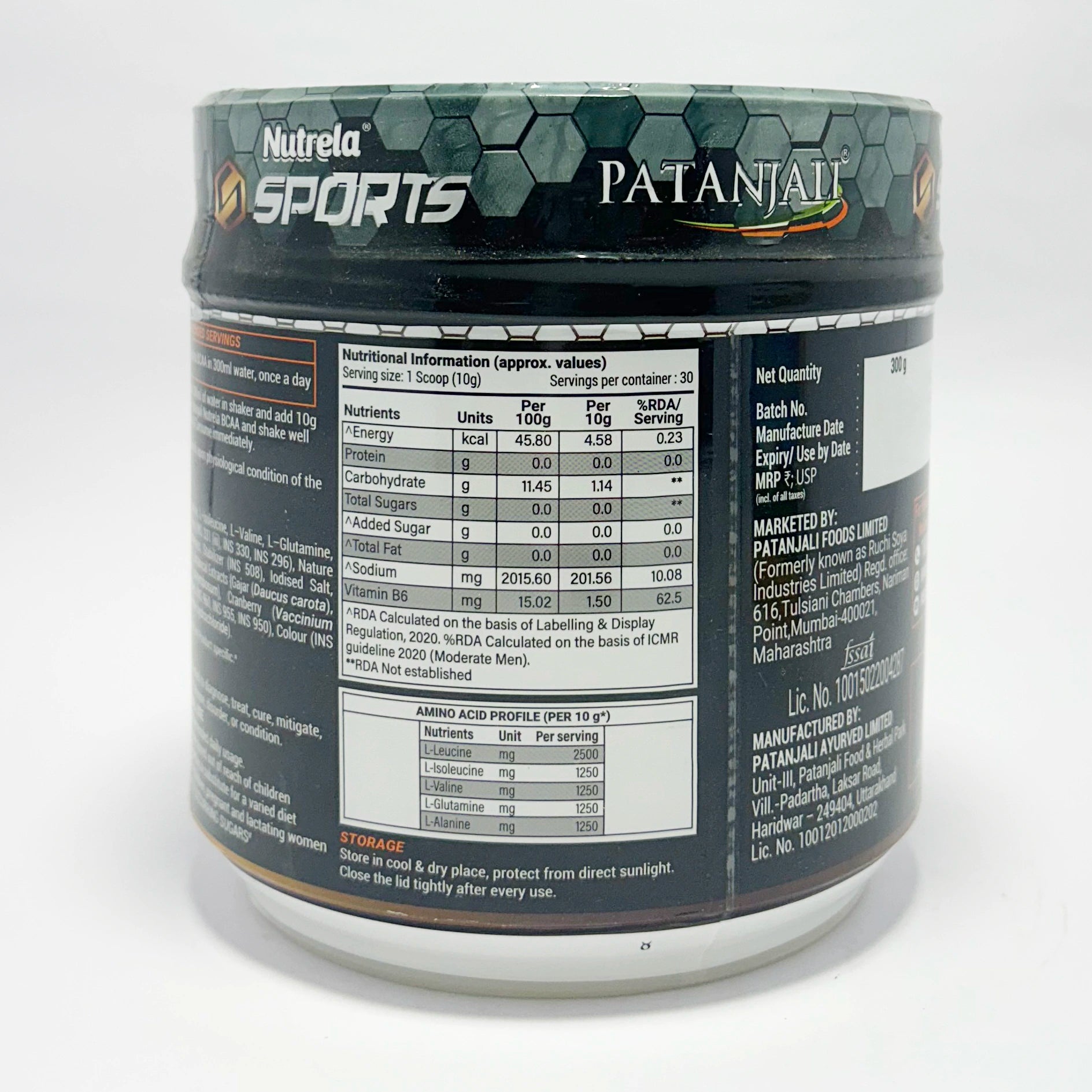 Patanjali Nutrela Sports Bcaa Powder (Watermelon Flavour), With High Energy Release, 300gm