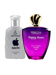 John Phillips Set Of 2 Apple 60ml 2 Fl.oz. & Marconi Happy Hours Eau De Perfume 100ml 3.4 Fl.oz. | For Men & Women Combo Of 2