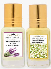 Menjewell Lavender Love + Jasmine Attar Perfume 2x 0.17 Fl.oz. Pack Of 2 | Unisex Fragrance | Long Lasting