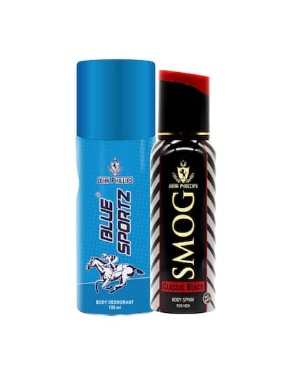 John Phillips Blue Sportz 150ml 5 Fl.oz. & Smog Classic 120ml 4 Fl.oz. No Gas Deodrant For Men