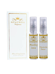 Menjewell Musky Love + Romantic Rains Eau De Parfum 10ml 0.3 Fl.oz. Each Pack Of 2 | Pocket Perfume Gift Set For Men & Women