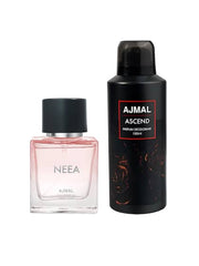 Ajmal Neea Eau De Parfum 50ml 1.6 Fl.oz. & Ascend Deodorant 150ml 5 Fl.oz. | Office Wear Gift For Man And Women