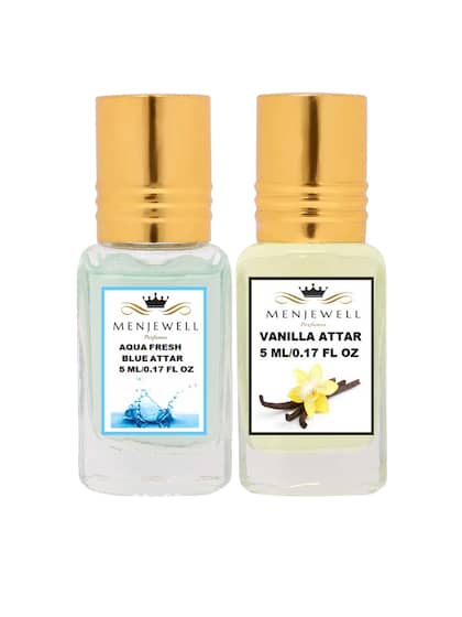 Menjewell Aqua Fresh Blue + Vanilla Attar Perfume 5ml 0.17 Fl.oz. Each Pack Of 2 | Unisex Fragrance | Long Lasting