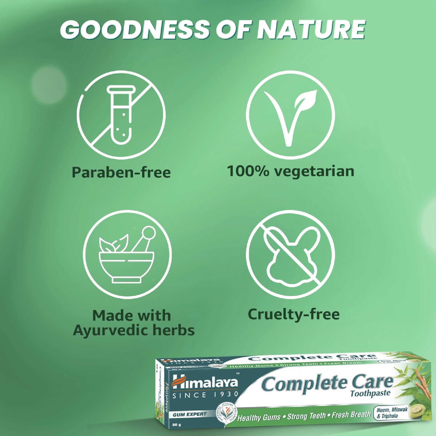 Himalaya Complete Care Toothpaste, Healthy Gums, Strong Teeth & Fresh Breath | 80gm