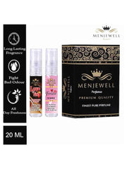 Menjewell Love On Fire Noir + Love Me Forever Eau De Parfum Set Of 2x 0.3 Fl.oz. Luxury Apparel Blend Musk | Unisex Fragrance