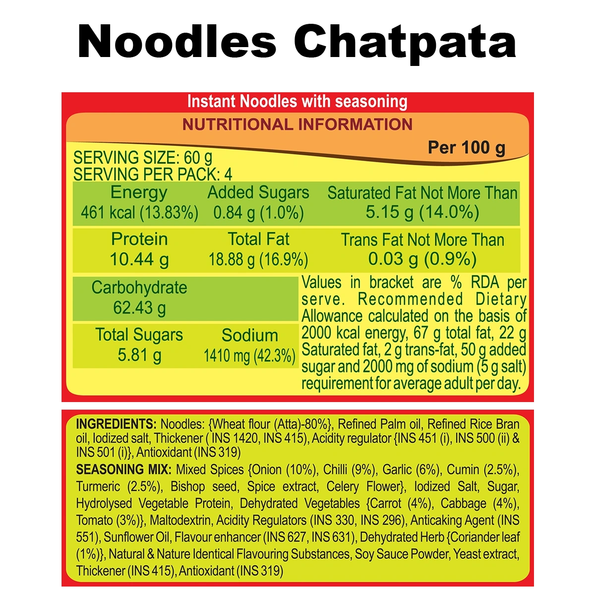 Patanjali Combo- Atta Noodles Chatpata 480gm