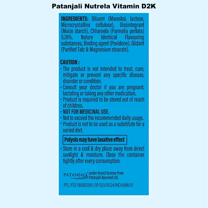 Patanjali Combo Patanjali Nutrela Vitamin D2k, B12 (60n+30),18.5gm