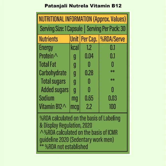 Patanjali Combo Patanjali Nutrela Vitamin D2k, B12 (60n+30),18.5gm