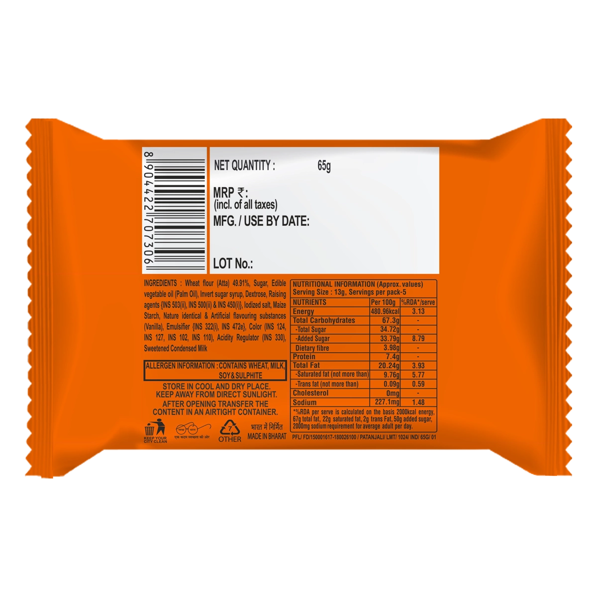 Patanjali Creamfeast Orange Biscuit 65gm