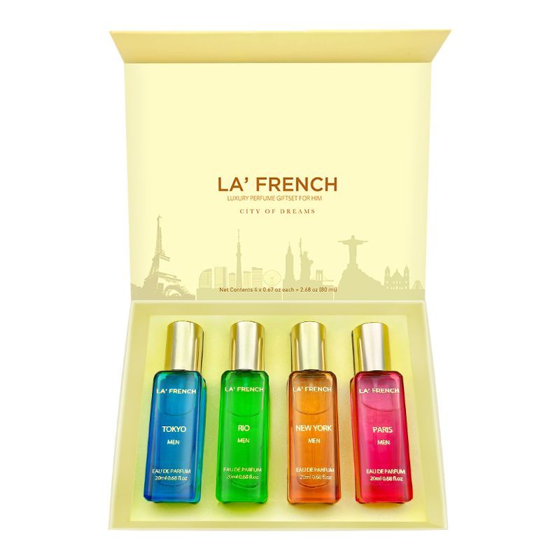 La French City Of Dreams Paris Luxury Perfume Gift Set For Men 20ml 0.6 Fl.oz. Each X4