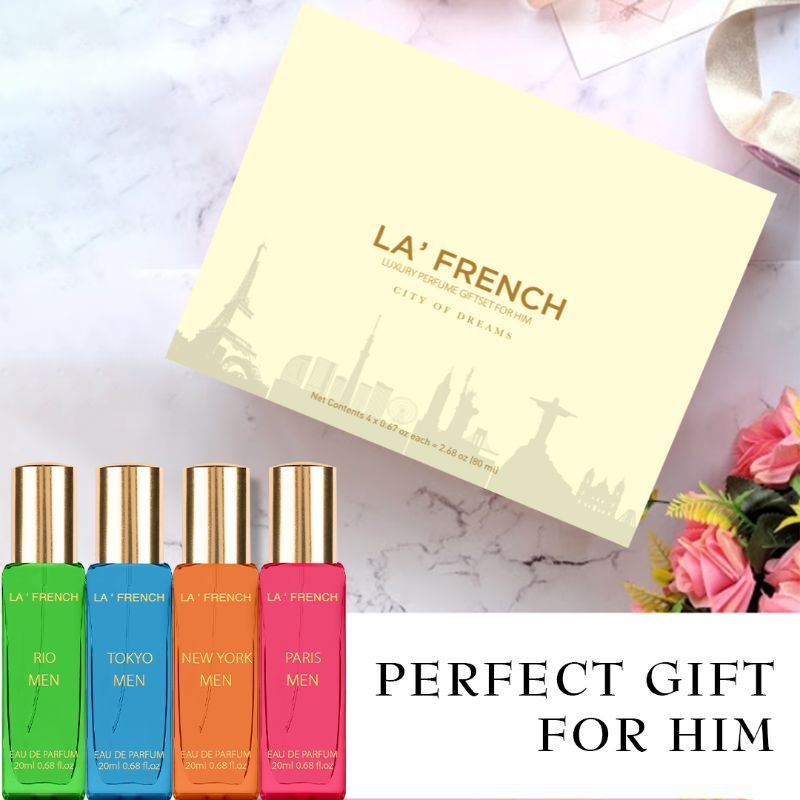 La French City Of Dreams Paris Luxury Perfume Gift Set For Men 20ml 0.6 Fl.oz. Each X4