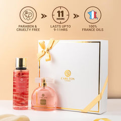 CARLTON LONDON WOMEN PERFUME & BODY MIST GIFT SET - BLUSH PERFUME 100ML 3.4 FL.OZ. + BLUSH & TEASE BODY MIST 250ML 8.4 FL.OZ.