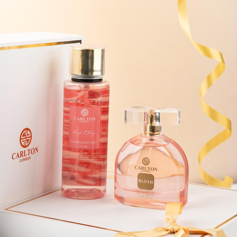 CARLTON LONDON WOMEN PERFUME & BODY MIST GIFT SET - BLUSH PERFUME 100ML 3.4 FL.OZ. + BLUSH & TEASE BODY MIST 250ML 8.4 FL.OZ.