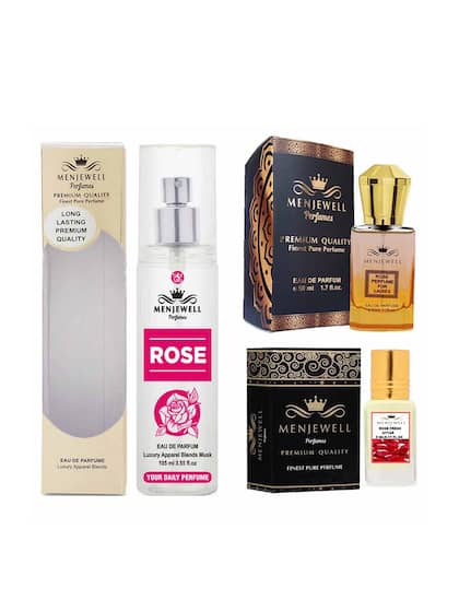 Menjewell Rose EDP 3.5 Fl.oz. + Rose Perfume EDP 1.7 Fl.oz. + Rose Fresh Attar 0.17 Fl.oz. Women Fragrance | Long Lasting