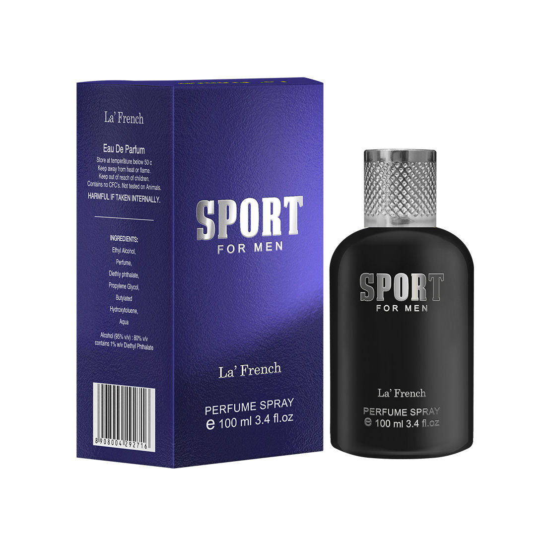 La French Sport Eau De Parfum Spray For Men 100ml 3.4 Fl.oz.