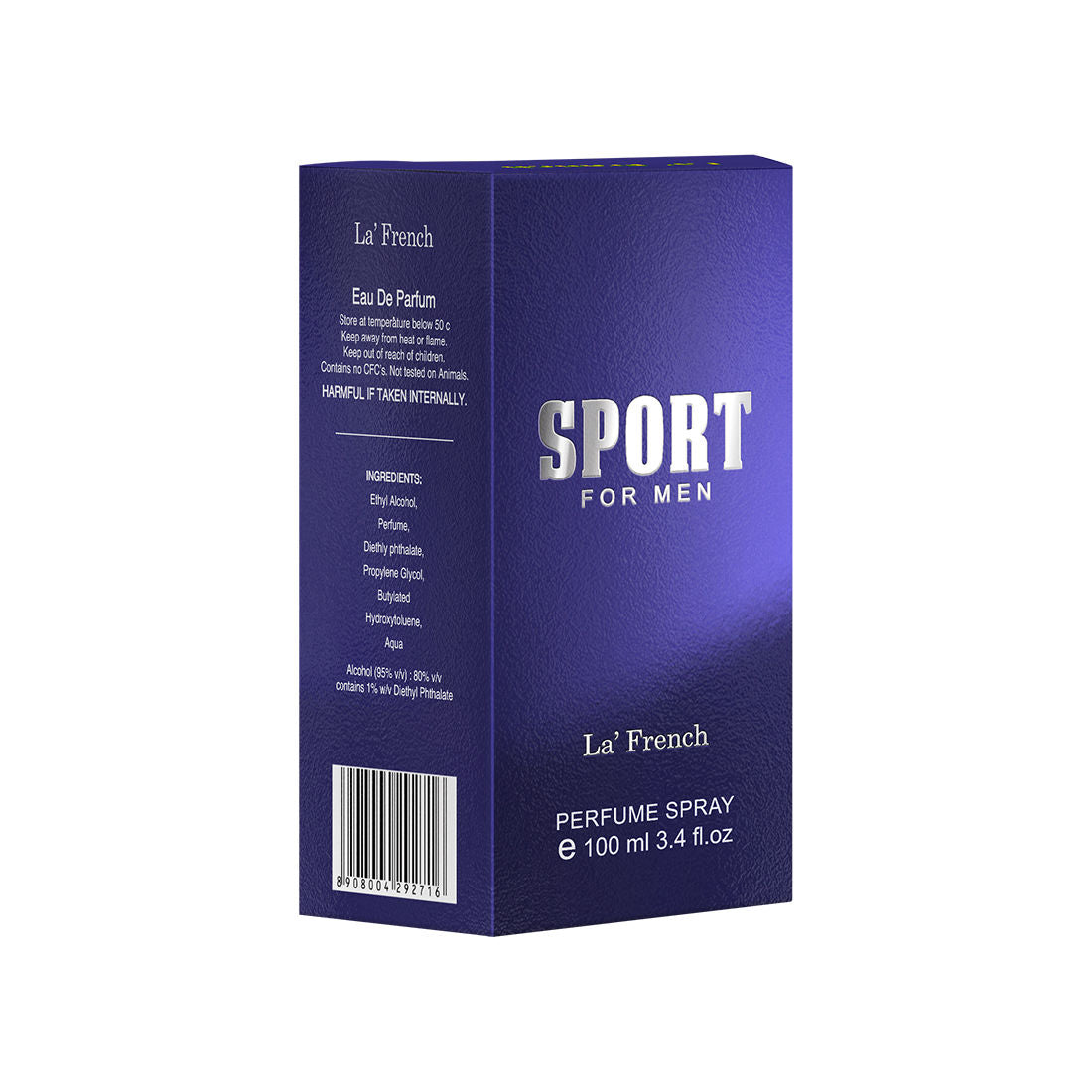 La French Sport Eau De Parfum Spray For Men 100ml 3.4 Fl.oz.