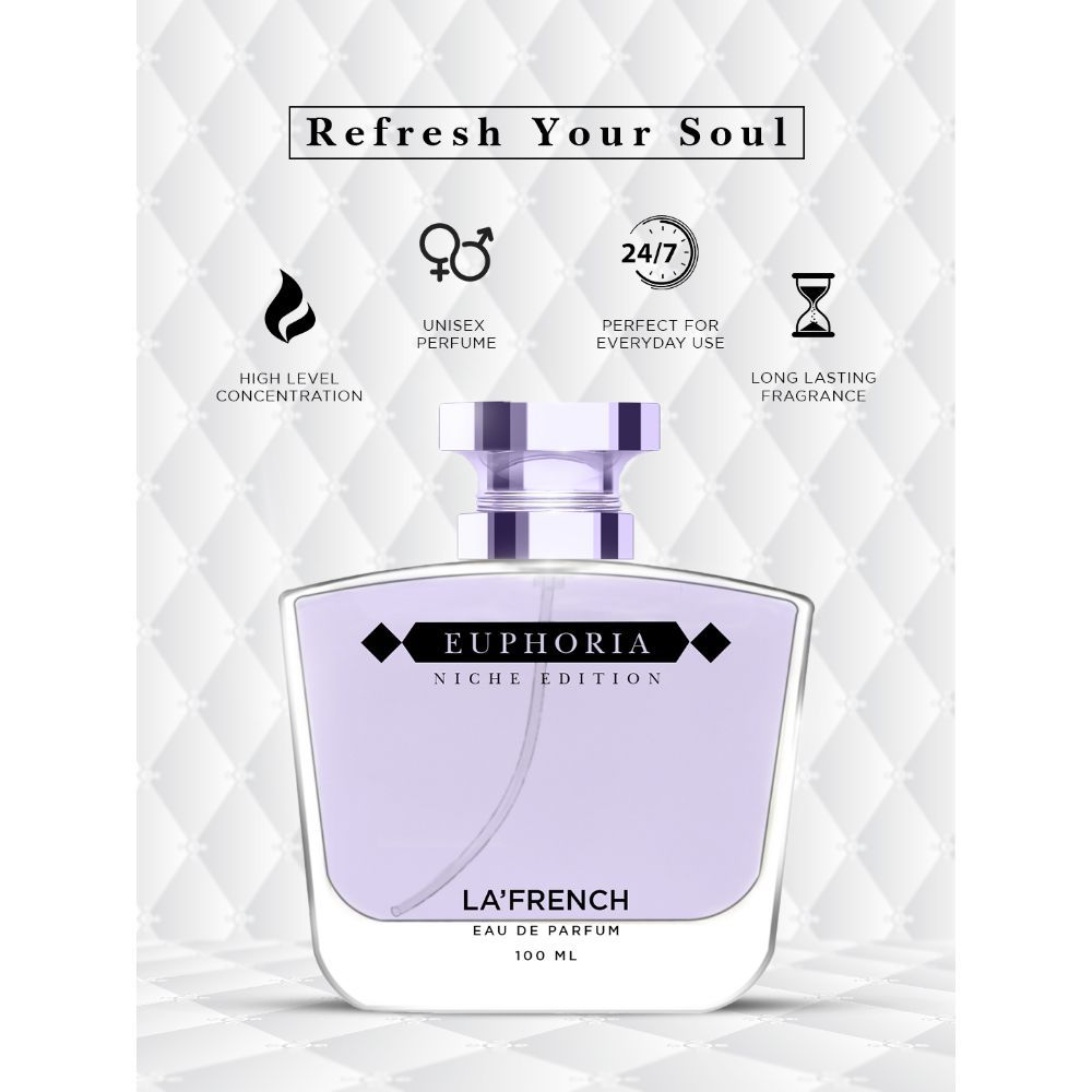 La French Euphoria Eau De Perfume 100ml 3.4 Fl.oz. | Long Lasting & Sensuous Fragrance For Unisex