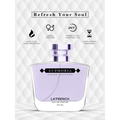 La French Euphoria Eau De Perfume 100ml 3.4 Fl.oz. | Long Lasting & Sensuous Fragrance For Unisex