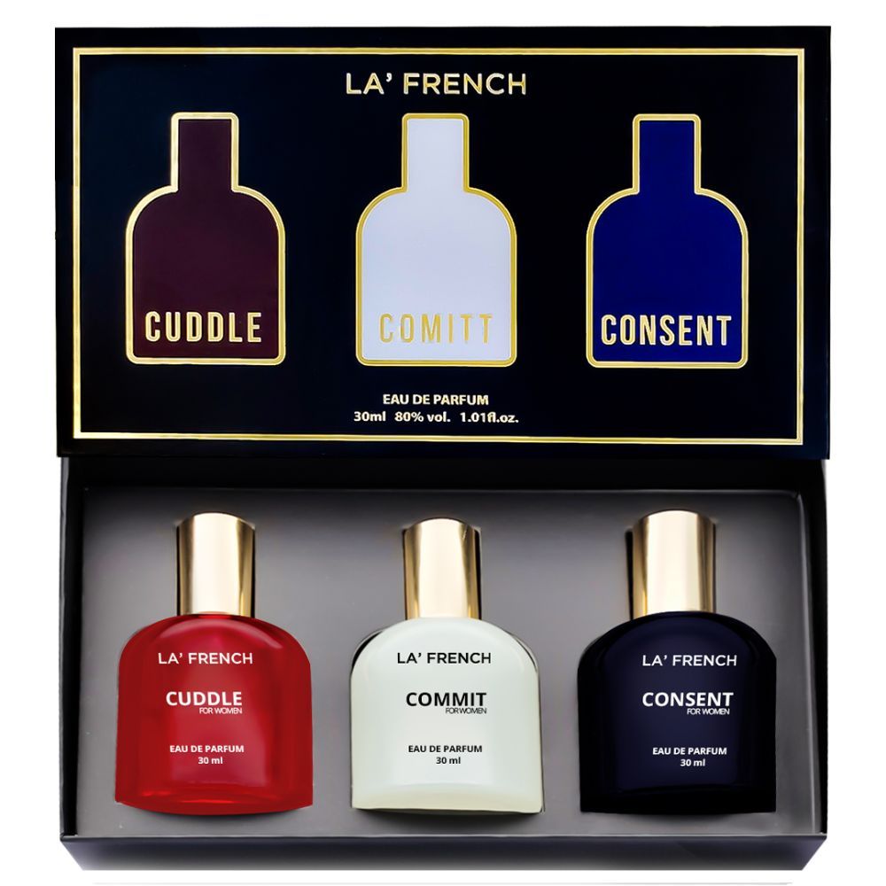 La French Cuddle, Commit & Consent Perfume Gift Set For Women 30ml 1 Fl.oz. Each Pack Of 3