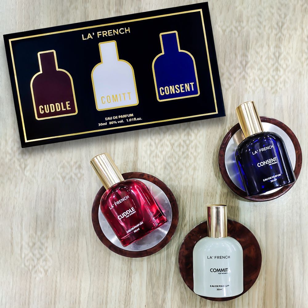 La French Cuddle, Commit & Consent Perfume Gift Set For Women 30ml 1 Fl.oz. Each Pack Of 3